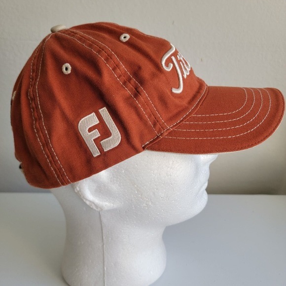 Titleist FootJoy FJ Golf Strapback Hat Cap Logo Orange Tan Adjustable Men‎ Texas - Picture 6 of 11